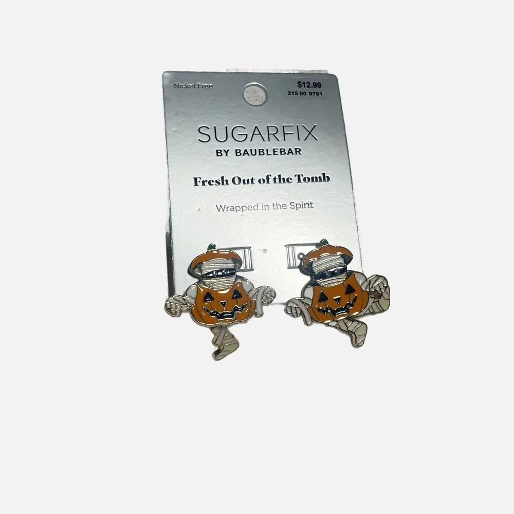 Sugarfix by Baublebar Halloween Mummy Pumpkin Earrings Fresh Out of the Tomb NEW